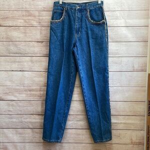 VINTAGE ZANADI BEADED AND EMBROIDERED HIGH RISE JEANS